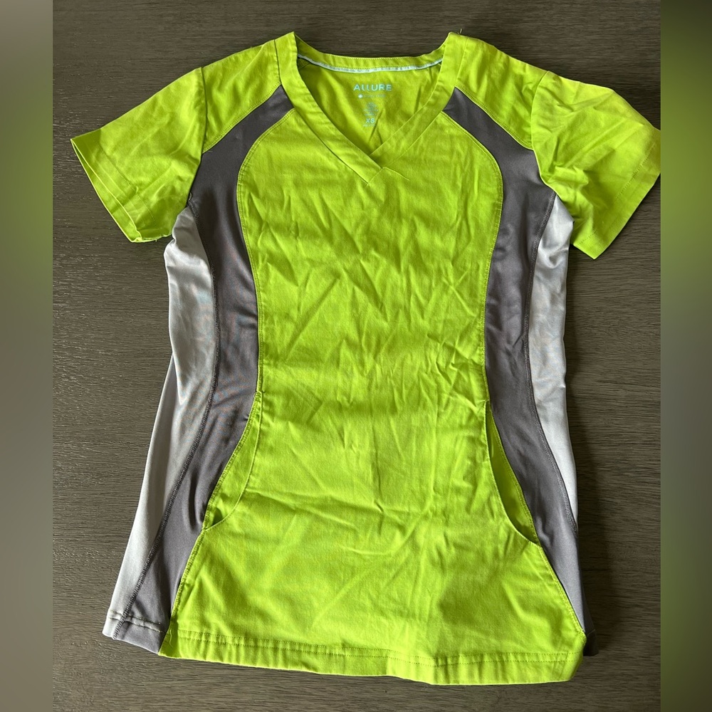 Allure Neon Green and Gray Athletic scrub Top